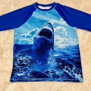 Wonder Nation Blue Shark Rashguard Swim Shirt/T-shirt